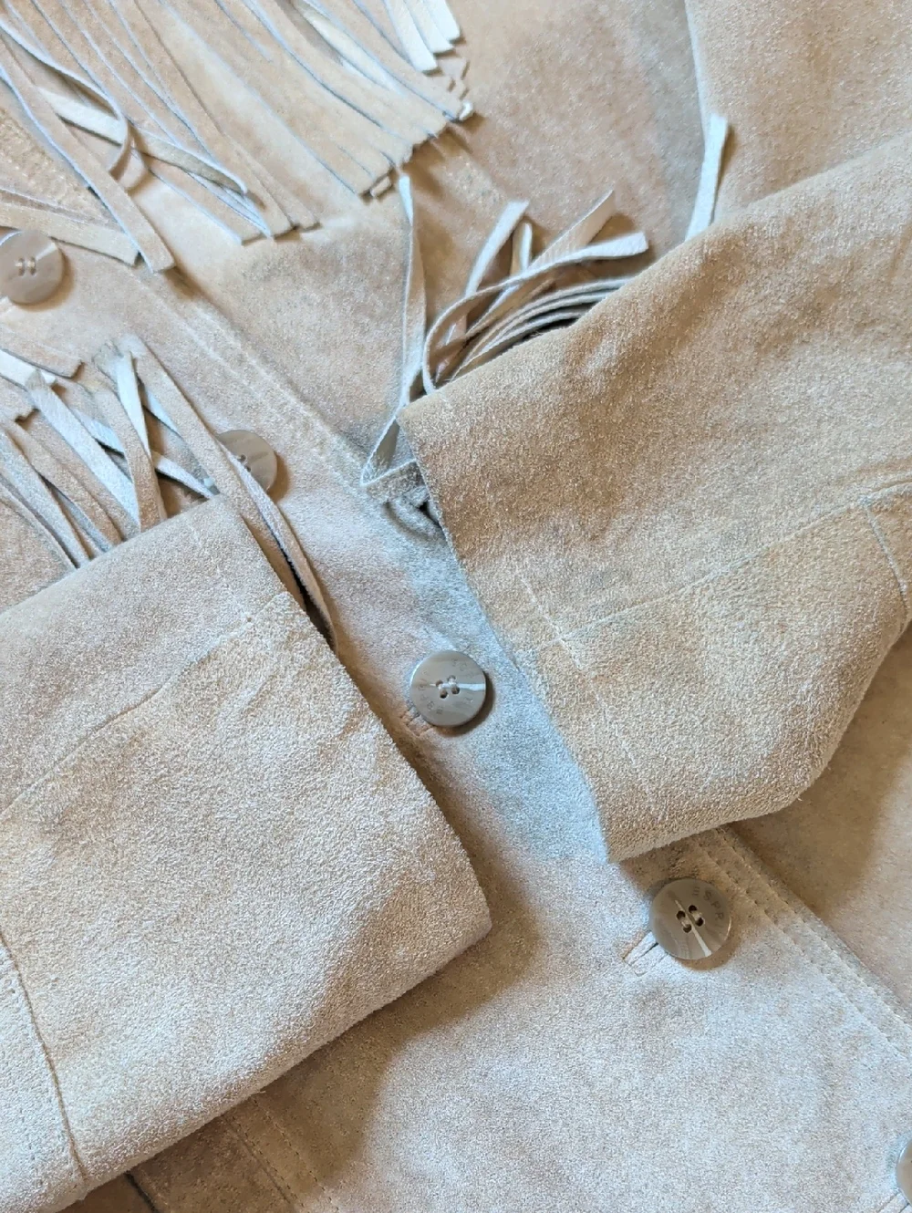 Vintage Tan Leather Suede Fringe Western Jacket L - Picture 12 of 16